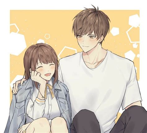 anime couple sitting together